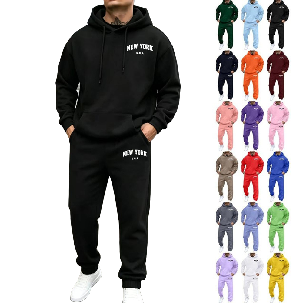 Men'S Fashion New York - เสื้อสเวตเตอร์ผู้ชายลายเมืองนิวยอร์ก สหรัฐอเมริกา ชุดกีฬาลำลองนุ่มสบาย กางเกงแฟชั่นย้อนยุคอบอุ่น เสื้อพูลโอเวอร์ผ้าฟลีซทรงหลวมสำหรับฤดูใบไม้ร่วง ใส่ได้ทั้งชายและหญิง