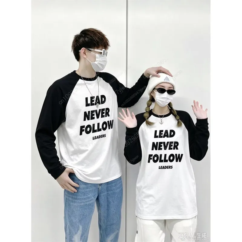 Mens Fashion Clothes - เสื้อแขนยาวลำลองพิมพ์ลาย 3D ลาย Lead Never Follow