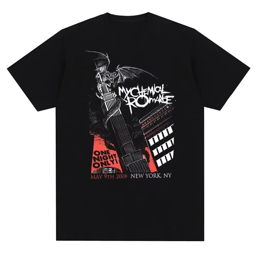 Poster Men Fashion - เสื้อยืดลายกราฟิกโปสเตอร์มังกรดาร์คร็อกซิตี้ รุ่นใหม่ปี 2026 สำหรับชายและหญิง ผ้าฝ้ายทรงหลวม เสื้อยืดแนวเพลง