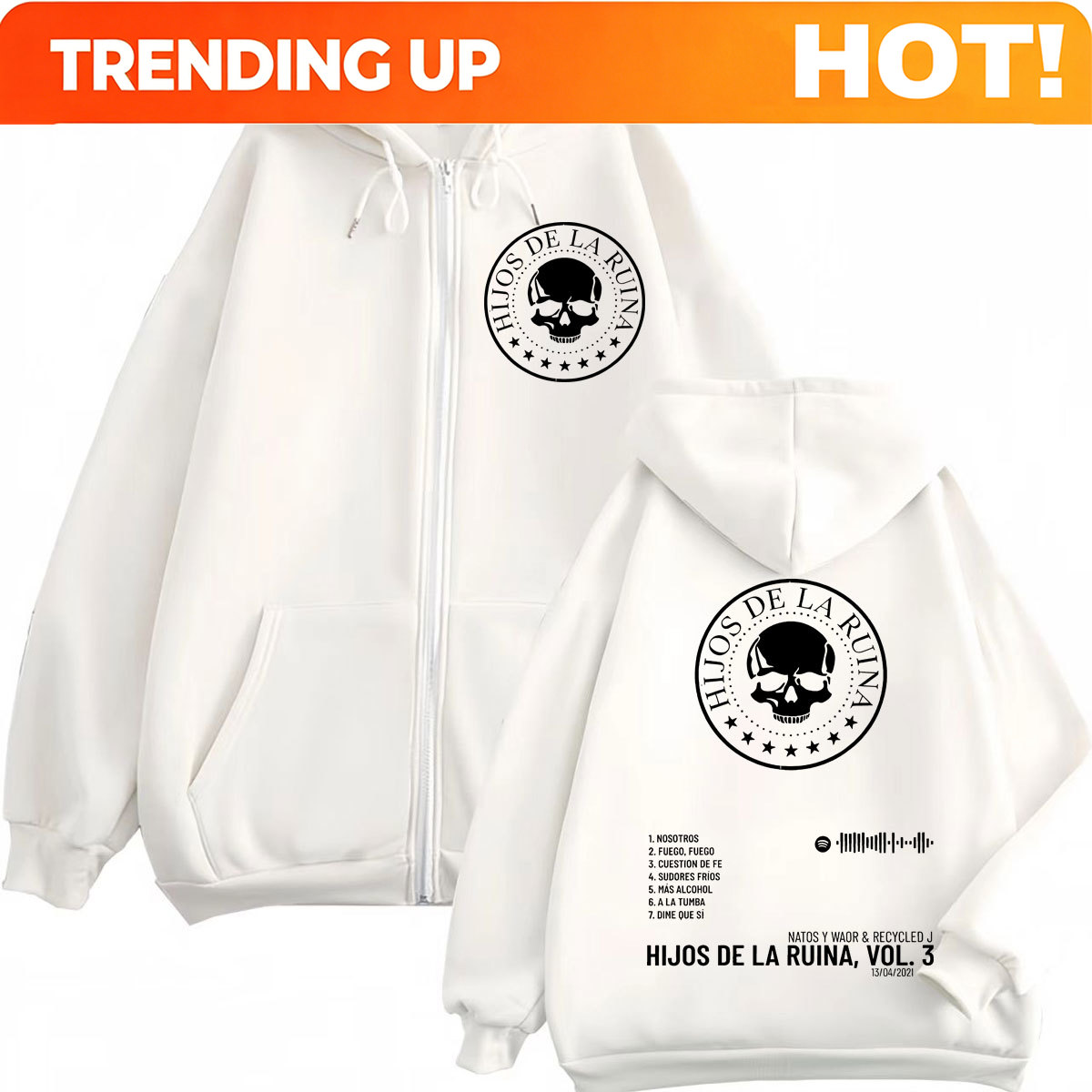 Mens Fashion Zip Up Hoodies - เสื้อฮู้ดซิป Rap Duo Natos Y Waor