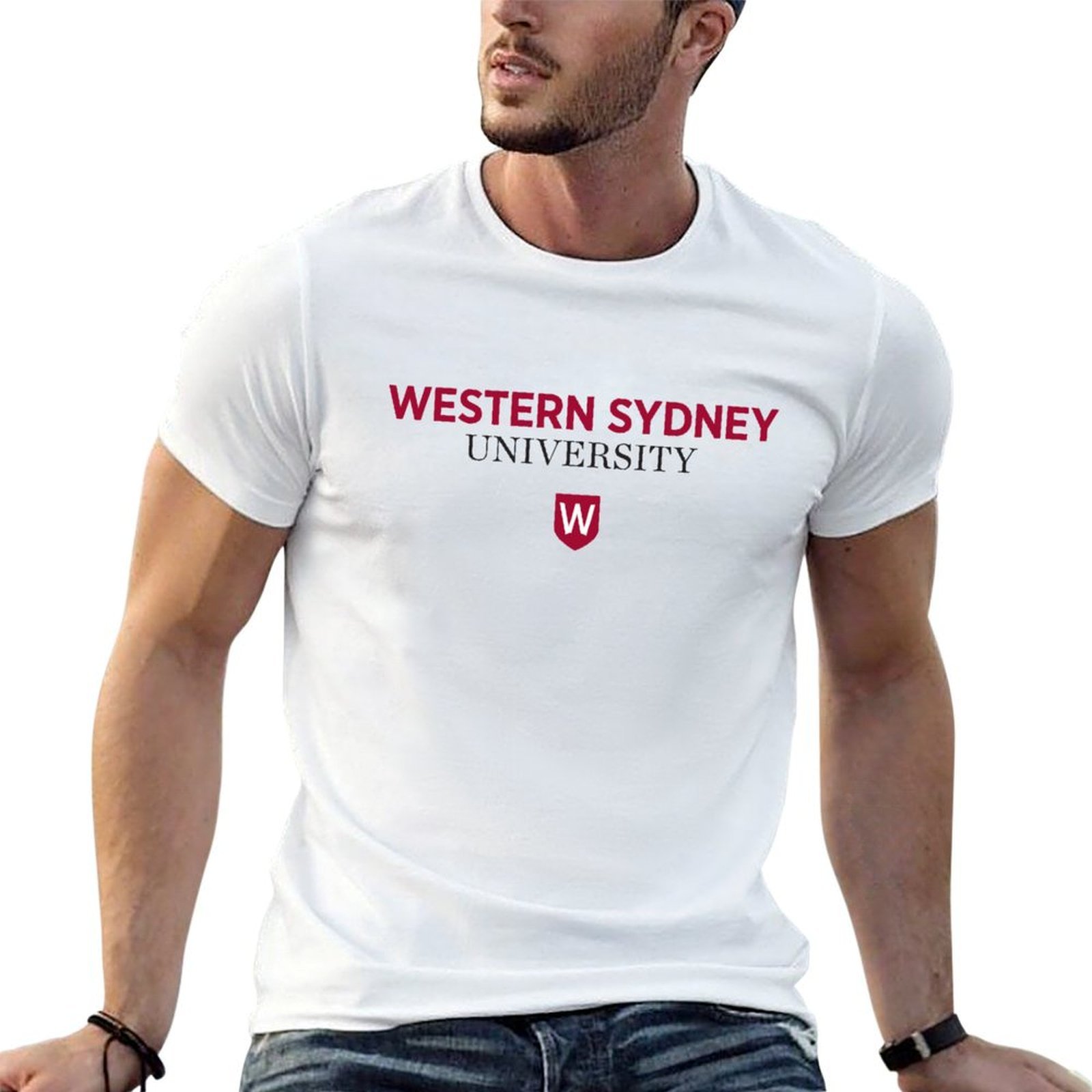 Men'S Fashion Sydney - เสื้อยืดมหาวิทยาลัยเวสเทิร์นซิดนีย์ เสื้อแฟชั่นเกาหลี เสื้อยืดลายกราฟิก เสื้อยืดสีขาวเรียบ สำหรับผู้ชาย