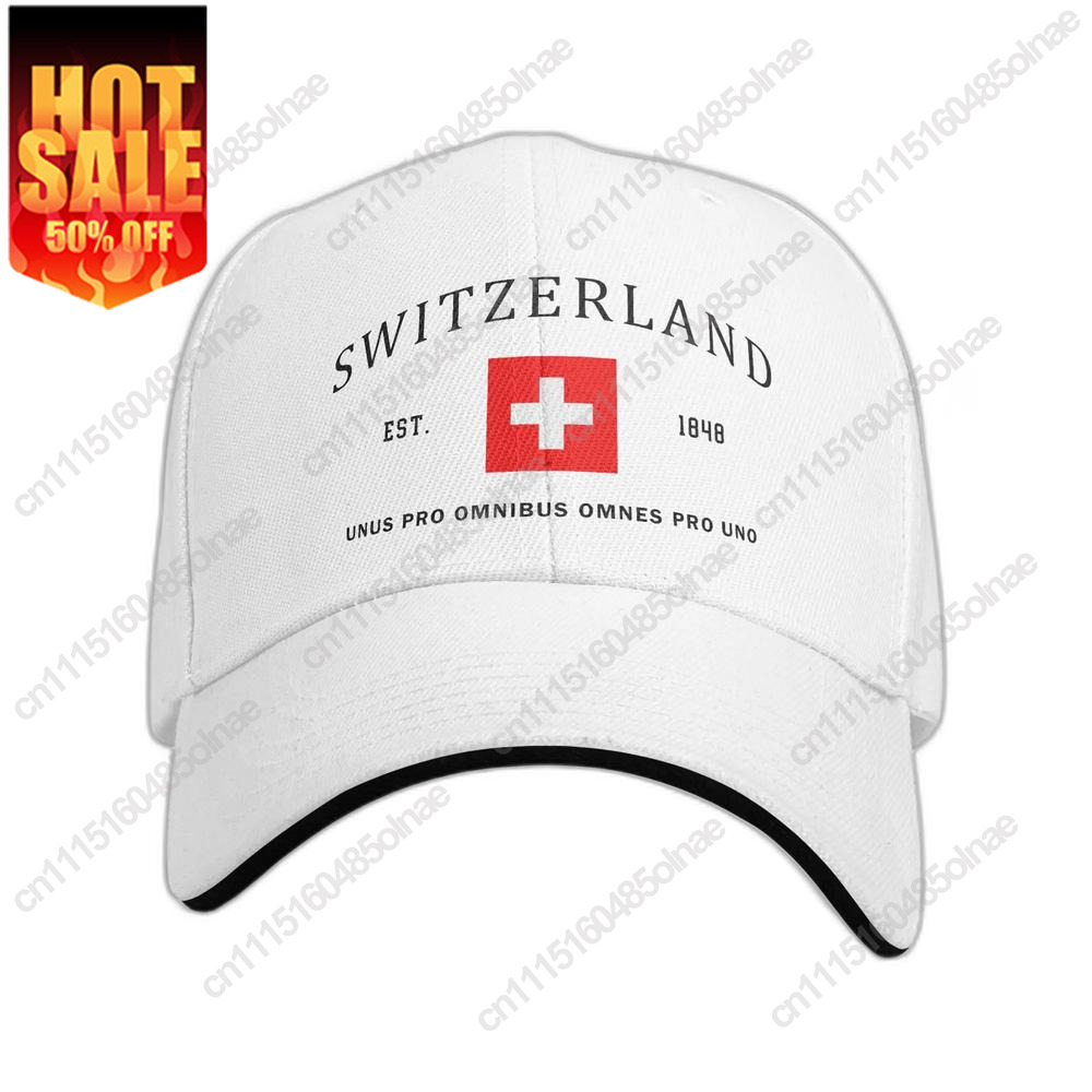 Men'S Fashion With Hat - หมวกเบสบอลแฟชั่นปรับแต่งได้ ลายธงสวิตเซอร์แลนด์ สำหรับผู้หญิงและผู้ชาย ปรับขนาดได้ ใส่ได้ทั้งชายและหญิง หมวกกันแดดสำหรับฤดูร้อน