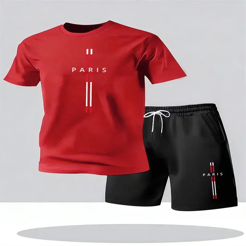 Men'S Fashion News - ชุดกีฬาผู้ชาย PARIS รุ่นใหม่ ชุดเสื้อกีฬาผู้ชาย คอวี แขนสั้น
