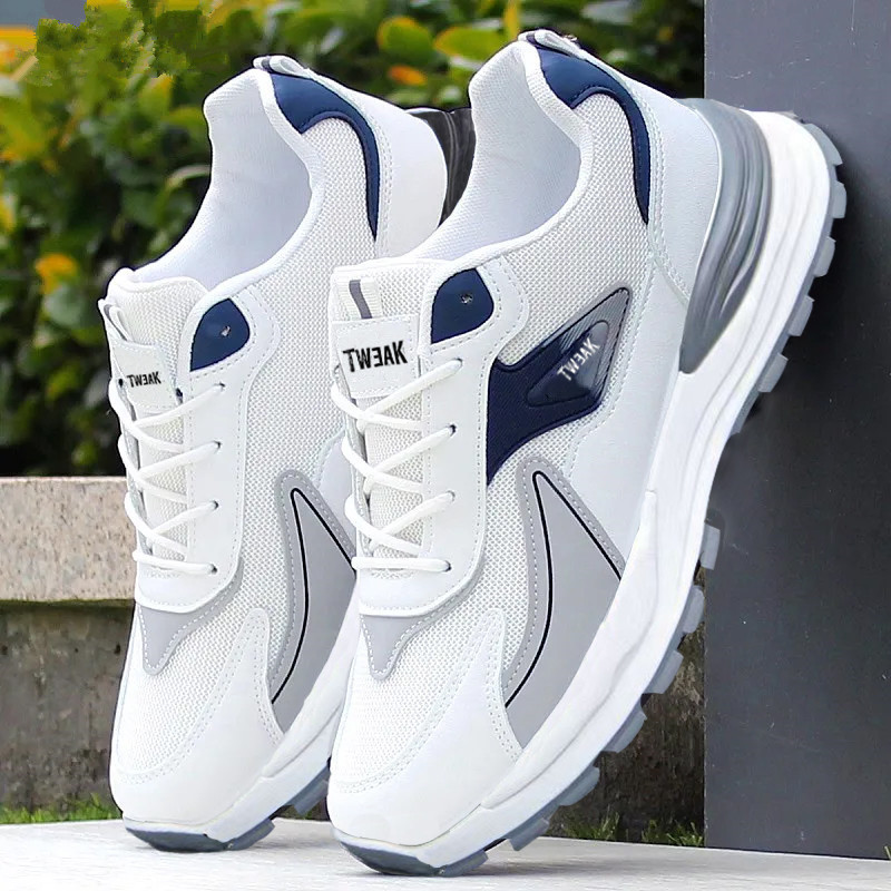 Mens Fashion Trainers - รองเท้าผ้าใบผู้ชายแฟชั่น รองเท้าตาข่ายแบบผูกเชือก รองเท้าลำลองใส่สบาย พื้นรองเท้านุ่ม รองเท้าวิ่งกลางแจ้ง รองเท้าพื้นหนา
