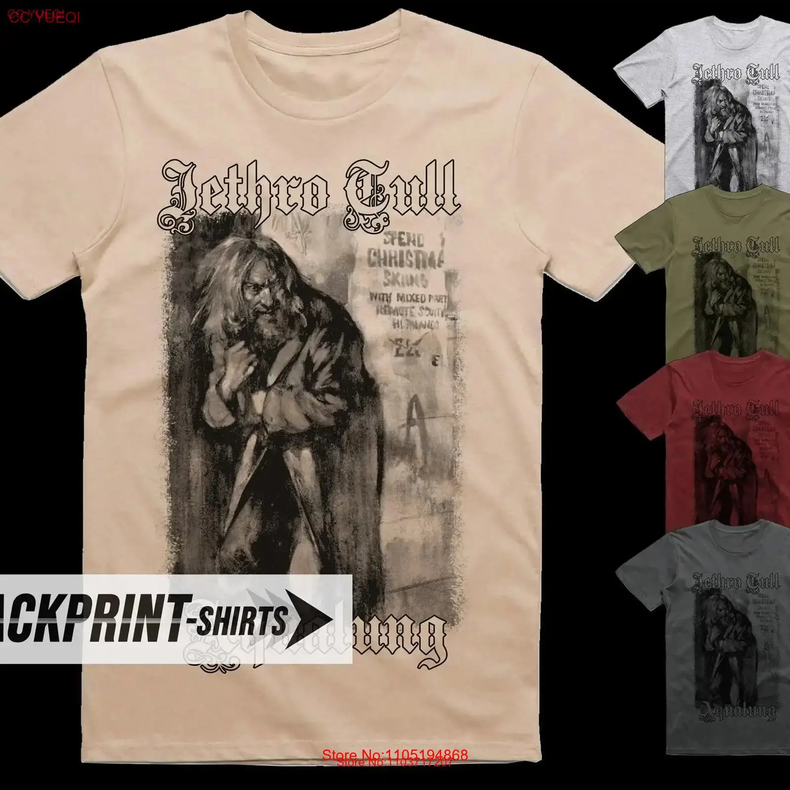Poster Men Fashion - เสื้อยืดลายโปสเตอร์วงดนตรี Jethro Tull Aqualung V1 ผ้าฝ้าย
