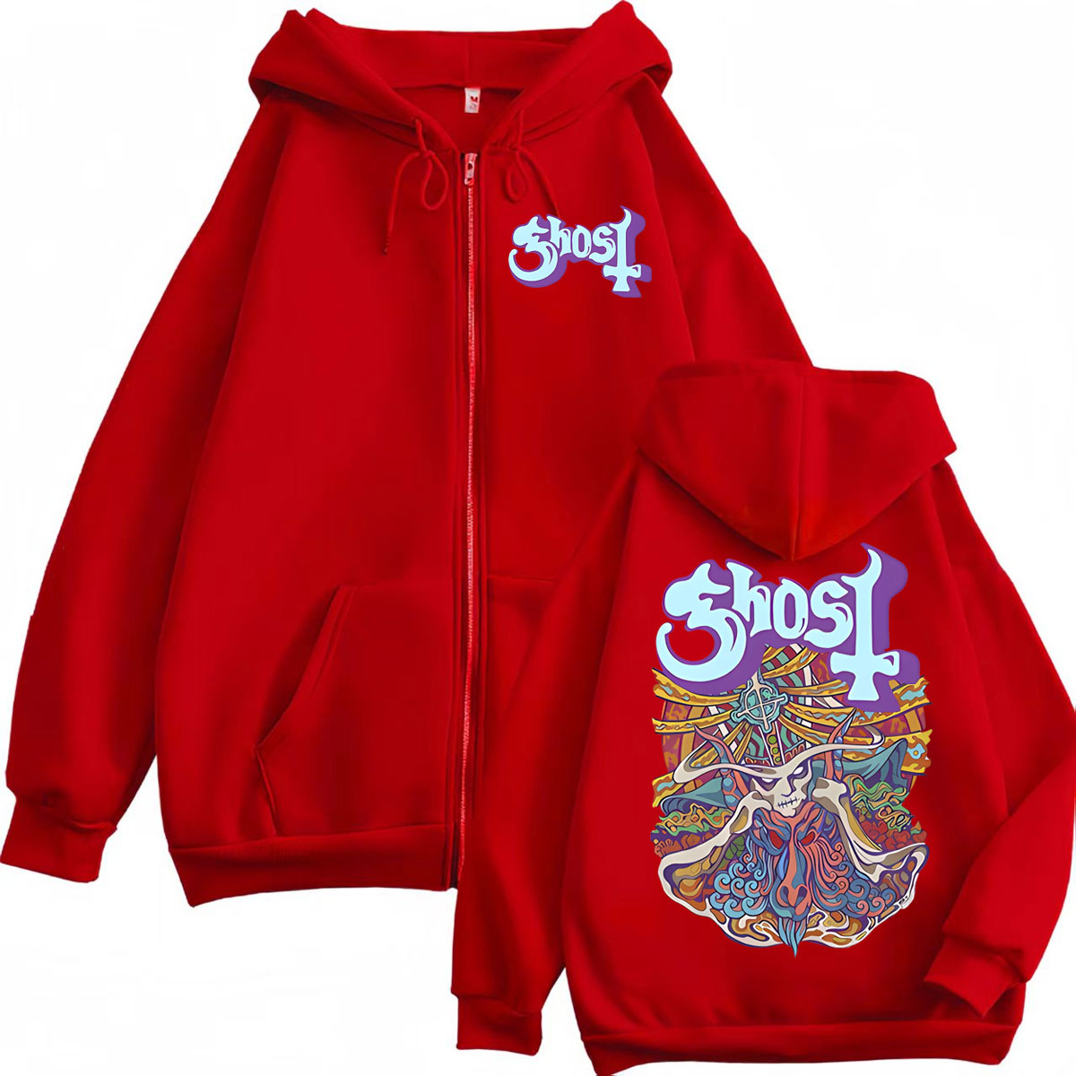 เสื้อฮู้ดซิปกราฟิก Ghost Band  - Mens Fashion Zip Up Hoodies บทวิจารณ์และราคา