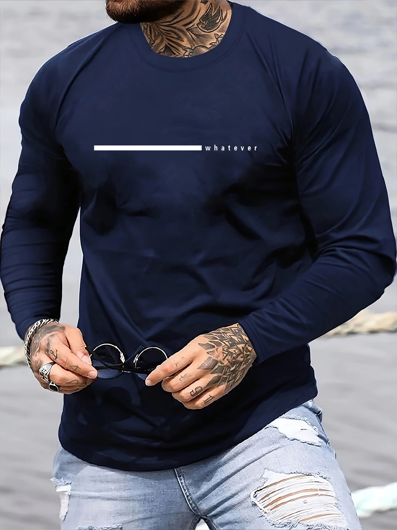 เสื้อยืดแขนยาวคอกลมผู้ชาย ผ้าฝ - Men'S Fashion T Shirts บทวิจารณ์และราคา