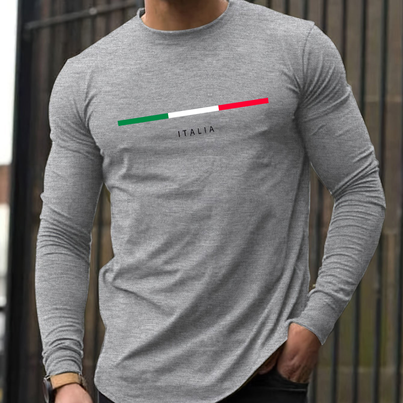 เสื้อยืดแขนยาวคอกลมผู้ชาย ผ้าฝ - Mens Fashion Summer บทวิจารณ์และราคา