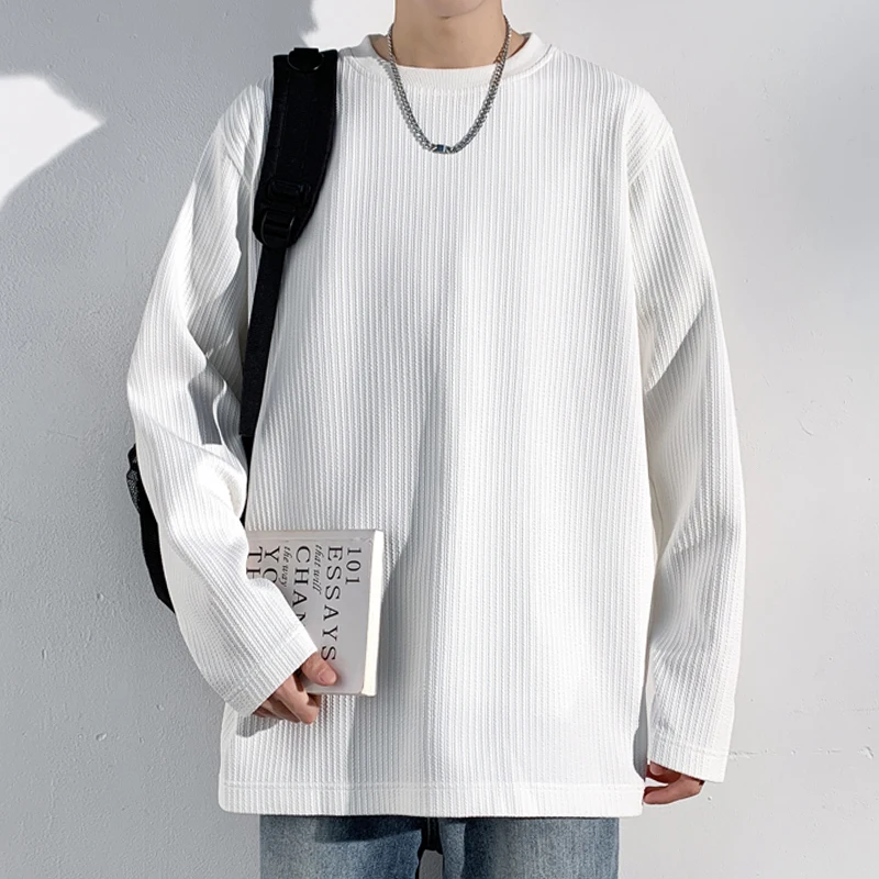 เสื้อยืดแขนยาวคอกลมผ้าถักลายริ - Men'S Fashion T Shirts บทวิจารณ์และราคา