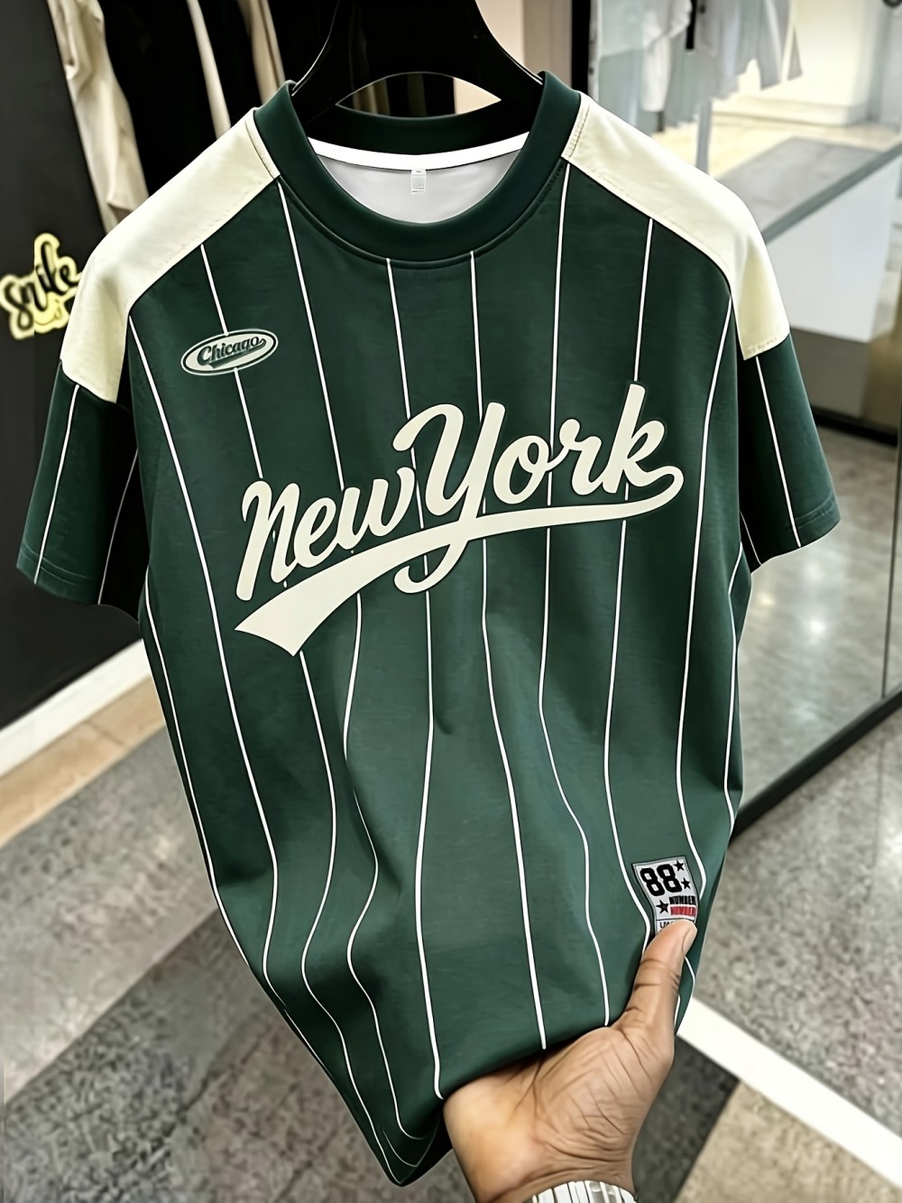 เสื้อยืดคอกลมพิมพ์ลายตัวอักษร  - Men'S Fashion New York บทวิจารณ์และราคา