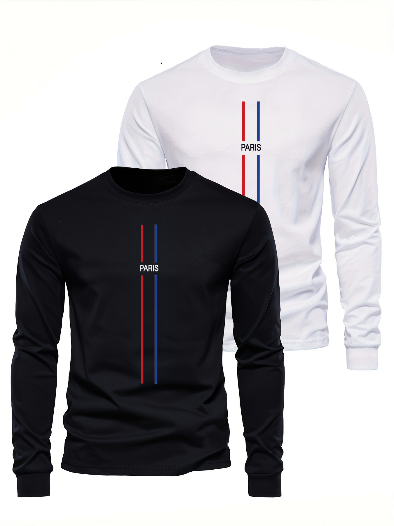 เสื้อยืดแขนยาวคอกลมผู้ชาย ผ้าฝ - Men'S Fashion T Shirts บทวิจารณ์และราคา