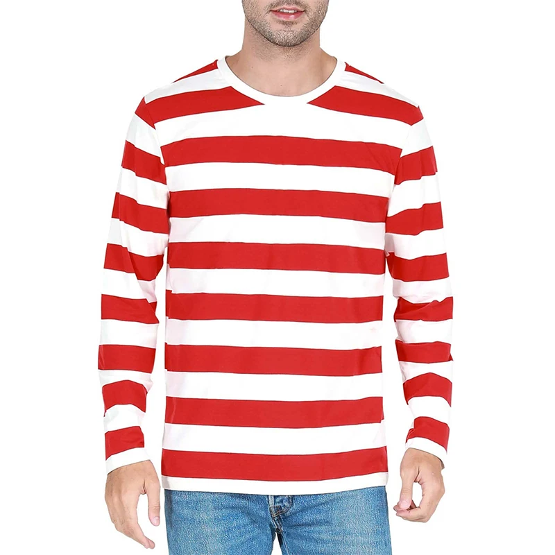 เสื้อยืดแขนยาวผู้ชาย ลายทางตัด - Mens Fashion Clothes บทวิจารณ์และราคา