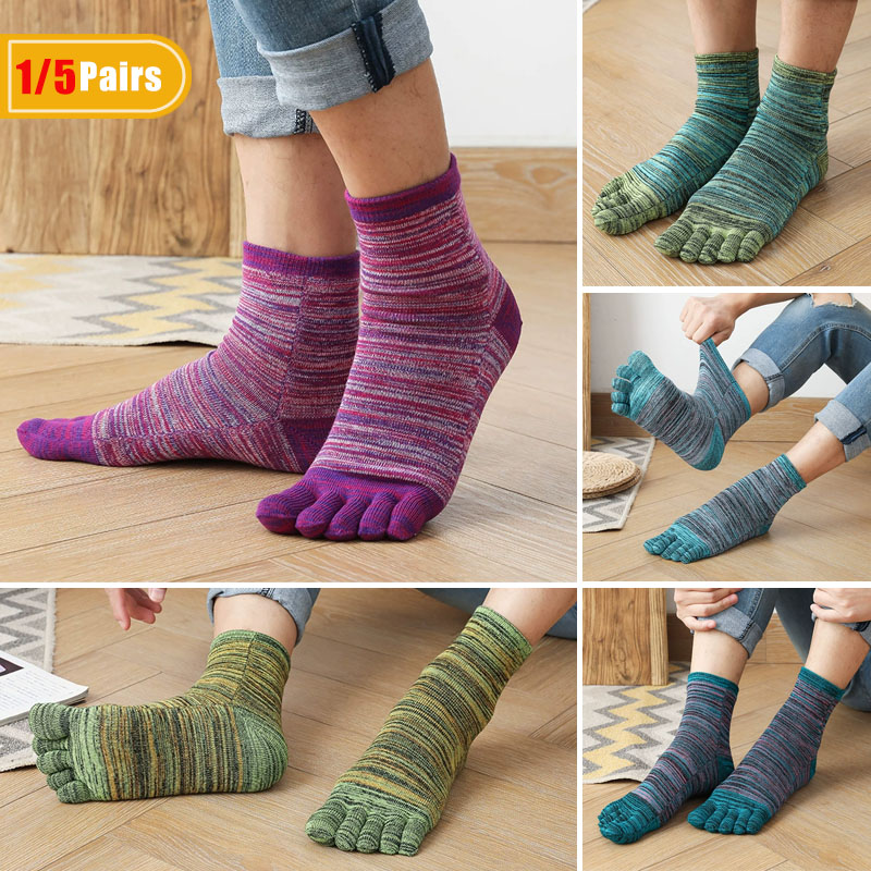 1/5 คู่ Man สีสัน Toe Happy ถุ - Socks Ankle Men บทวิจารณ์และราคา