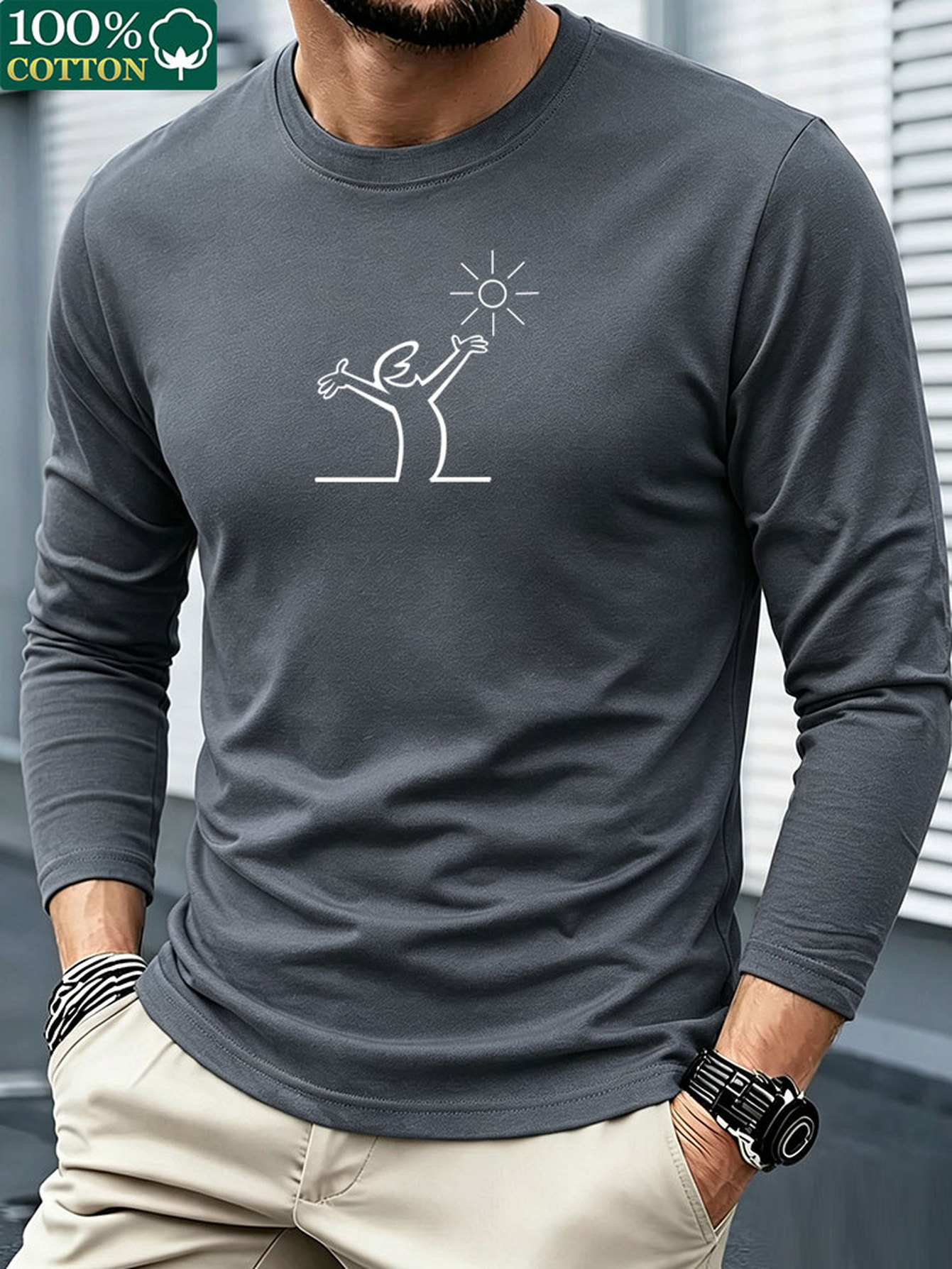 เสื้อยืดแขนยาวผู้ชาย คอตตอน 10 - Mens Fashion Summer บทวิจารณ์และราคา