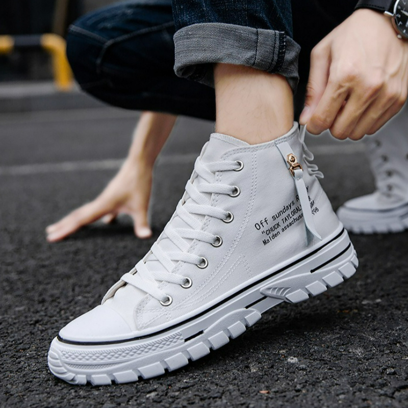 รองเท้าผ้าใบผู้ชายแบบหุ้มข้อ ร - Mens Fashion Trainers บทวิจารณ์และราคา